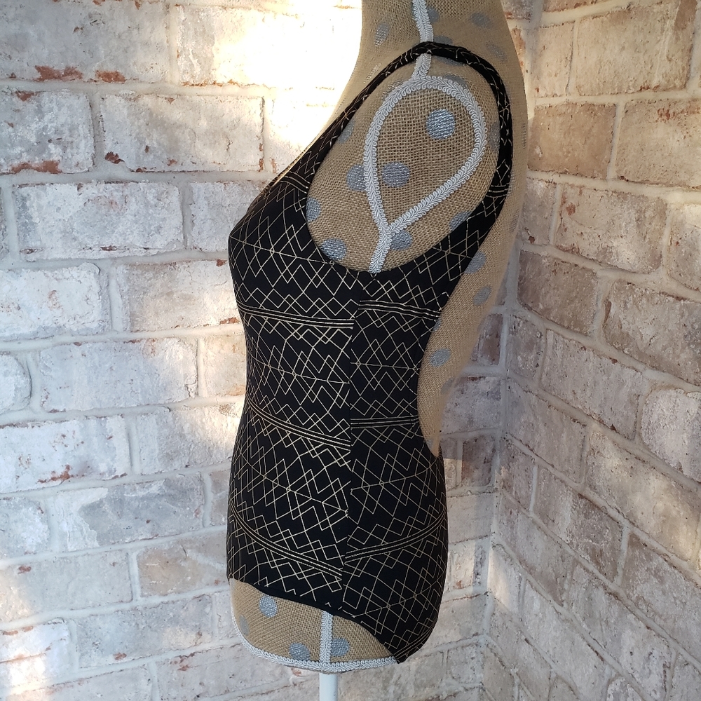 NWOT NipTuck Swim black gold geometric swim suit 4 - Picture 8 of 13